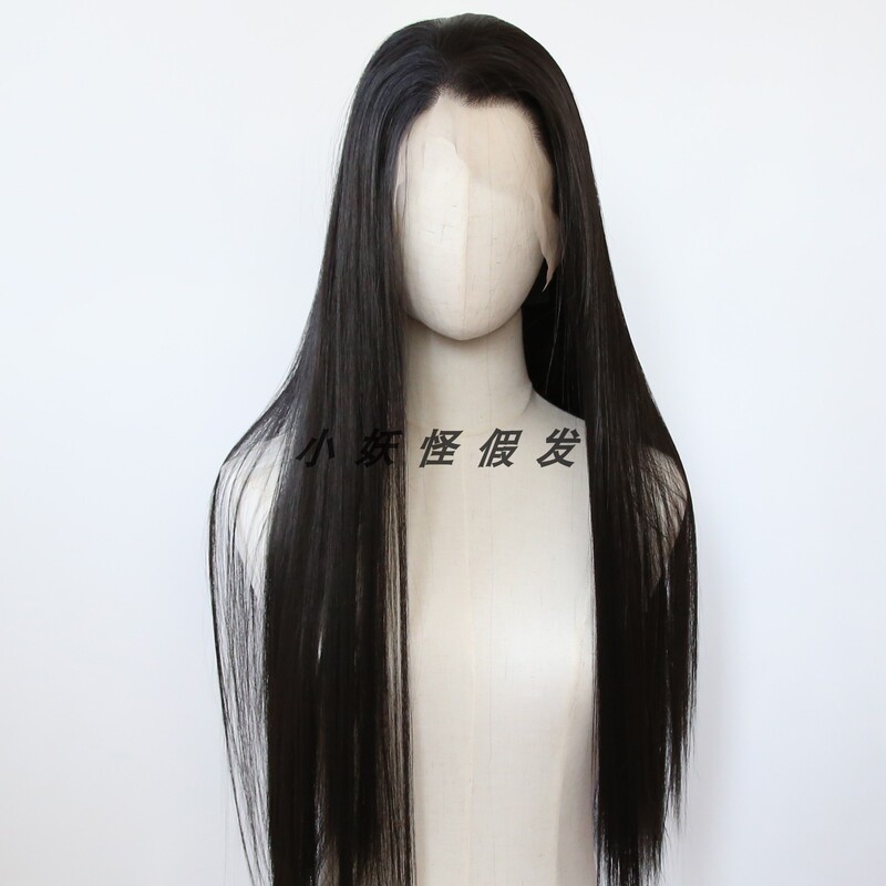 Natural Black Synthetic High-Temperature Fiber 13X6 Front Lace Full Head Wig ins Realistic Natural European and American Full Wig Set