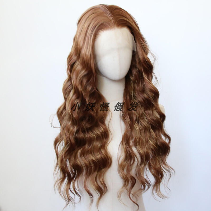 Dirty Orange-Brown Lace Front Synthetic High-Temperature Fiber Long Curly Hair Full Wig Natural Whitening Full Head Wig Set Dirty Orange-Brown Lace Front Synthetic High-Temperature Fiber Long Curly Hair Full Wig Natural Whitening Full Head Wig Set