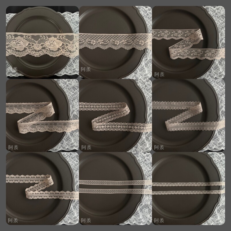 Imported Lace Sencha Vintage Gray-Brown Lace Trim for Journaling, Doll Clothes, and Decorative Lace Trim