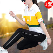 thể thao thời trang Casual Kit tay áo ngắn nữ 2020 mùa hè mới thời trang xu hướng kích thước lớn hai mảnh bộ