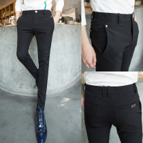 Winter pants mens Korean version of the trend slim small feet plus velvet thickened small trousers hair stylist casual pants 2020 new