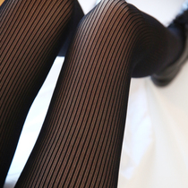 Japan BENY Vertical Stripes Sexy Seamless Display Slim Beauty Legs Jacquard High Bounce Anti Hook Wire Black Silk Stockings Spring Autumn
