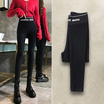 Velvet thickened leggings women wear autumn and winter 2020 new high waist thin black tight sports pants