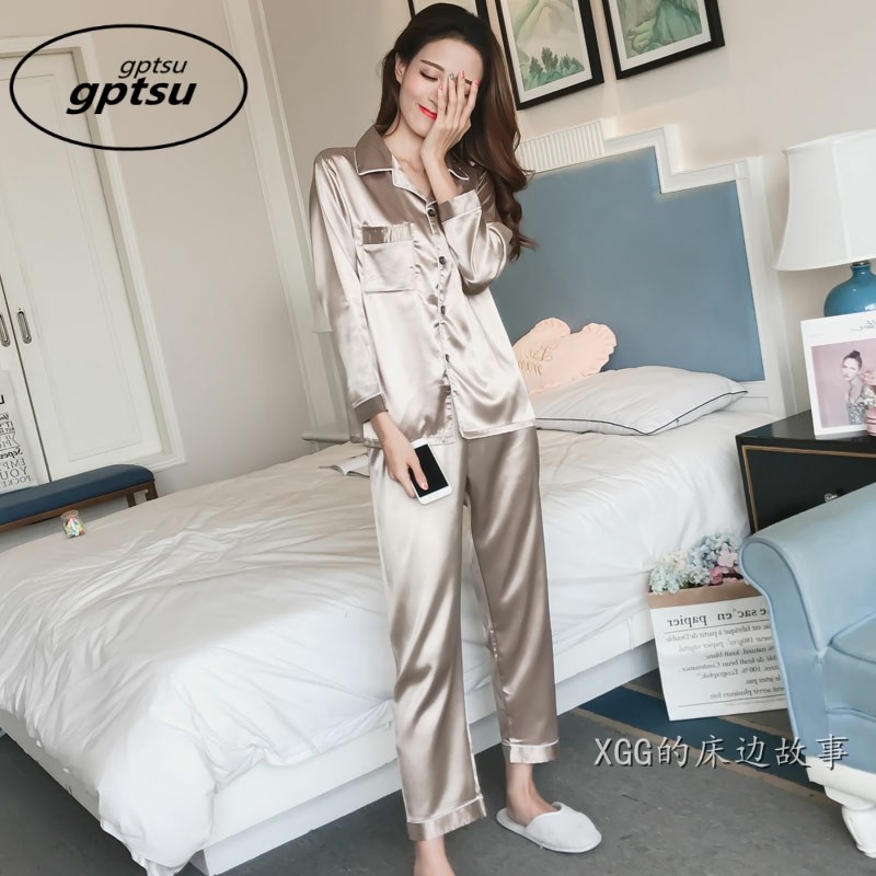 Japanese ice sleeve sleeve lady summer Han edition new outer wear silk loose home suit two pieces
