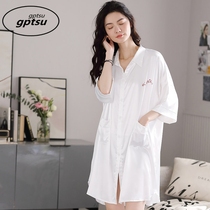 Japan Real Silk Sleeping Dress Womens New Summer Han Edition Ice Silk Can Be Worn Out of the Jersey Flap in a dress and a dress pyjamas