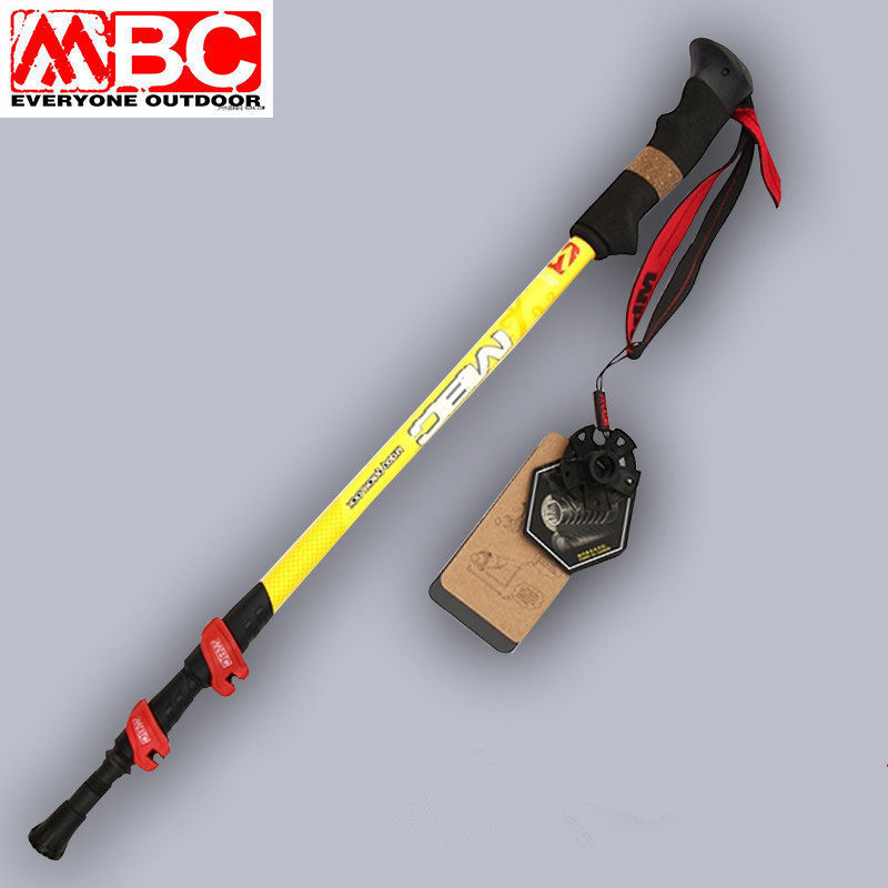 MBC M130Q Carbon Fiber Mountaineering Stick Hiking external lock scepter Older staff Telescopic Walking Stick Cane
