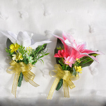 Simulation Lily corsage meeting jin hua promotion conference opened awards annual meeting of the company anniversary celebration guests ribbon