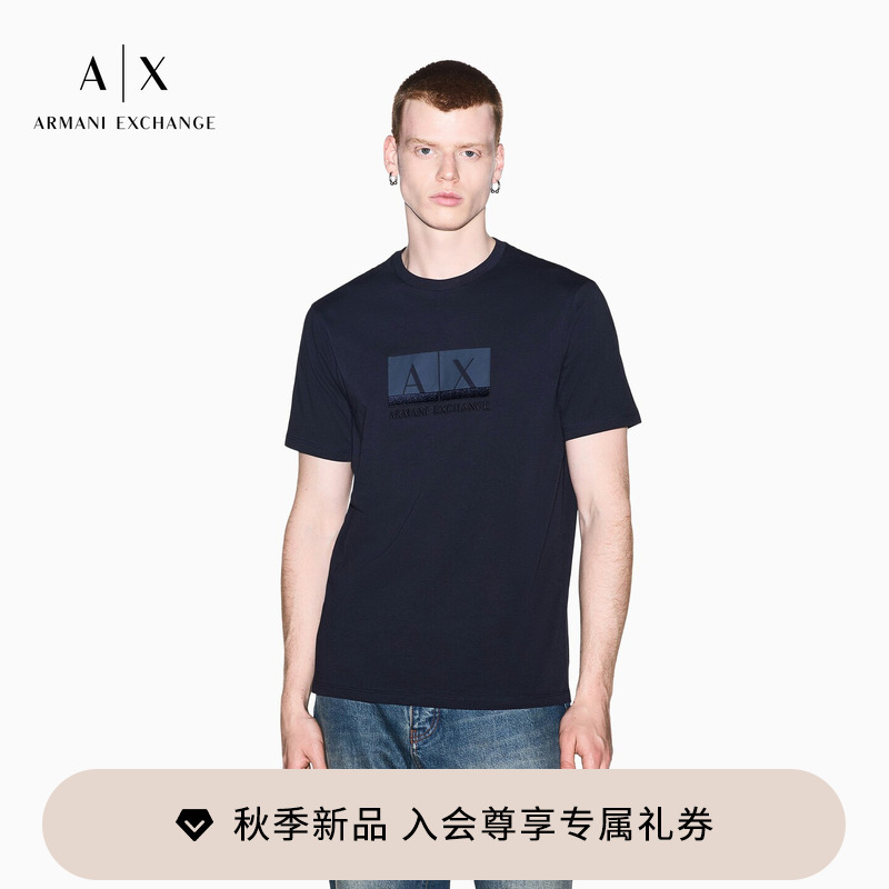 Armani Exchange/Armani 26 Autumn and Winter New Men's Pure Cotton Round Neck Short-Sleeved Embroidered Casual T-Shirt Armani Exchange/Armani 26 Autumn and Winter New Men's Pure Cotton Round Neck Short-Sleeved Embroidered Casual T-Shirt