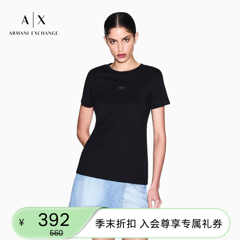 Armani Exchange/Armani's 26Th Spring/Summer New Women's Round Neck Short-Sleeved Right-Shoulder Pure Cotton Thin T-Shirt Armani Exchange/Armani's 26Th Spring/Summer New Women's Round Neck Short-Sleeved Right-Shoulder Pure Cotton Thin T-Shirt