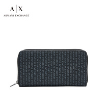 Armani Exchange Armani mens bag AX new long zipper full printed LOGO wallet mens long leather bag