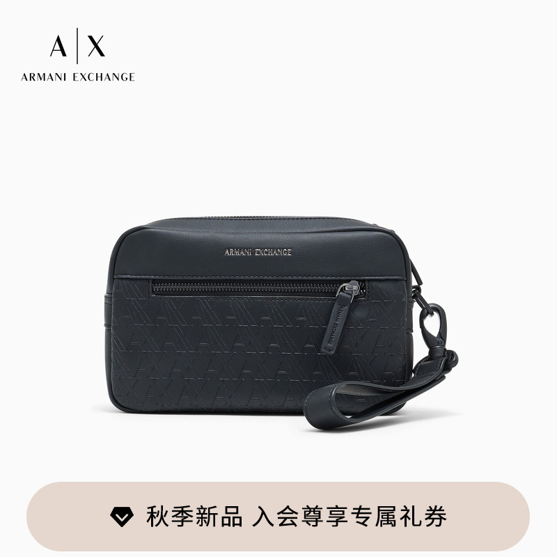 Armani Exchange/Armani's New Fall 26 Men's Zippered Detachable Wrist Strap Clutch Bag Official Armani Exchange/Armani's New Fall 26 Men's Zippered Detachable Wrist Strap Clutch Bag Official