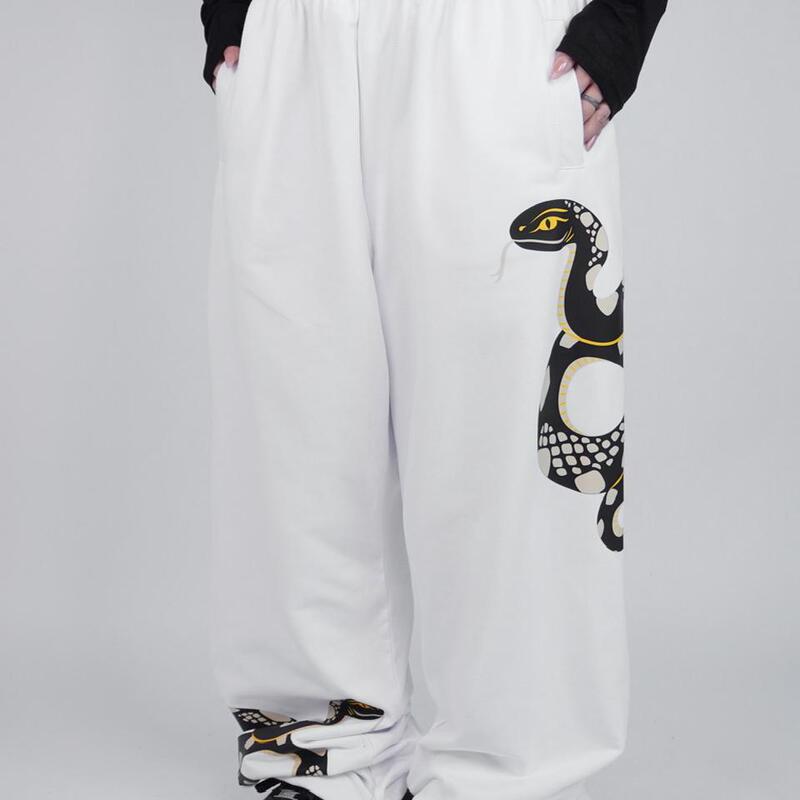 Suans Original LAOSHU Double Snake White Street Dance Loose Casual Jazz Hip-Hop Snake Print Sweatpants
