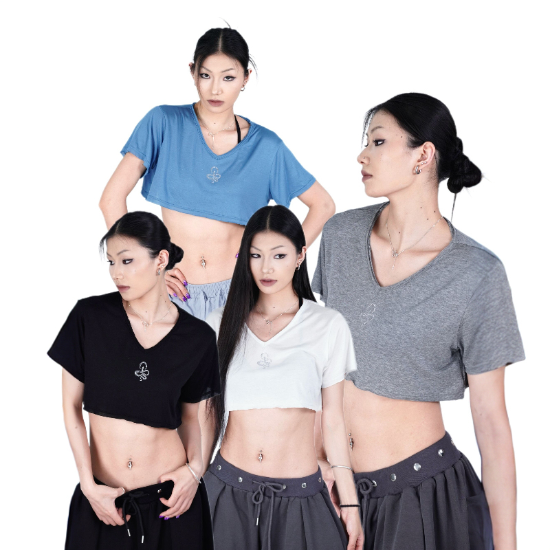 Suans Original Short Style Small Diamond Snake Sweet and Spicy American Style Short Sleeve Jazz Dance Sports Simple Casual Top Suans Original Short Style Small Diamond Snake Sweet and Spicy American Style Short Sleeve Jazz Dance Sports Simple Casual Top