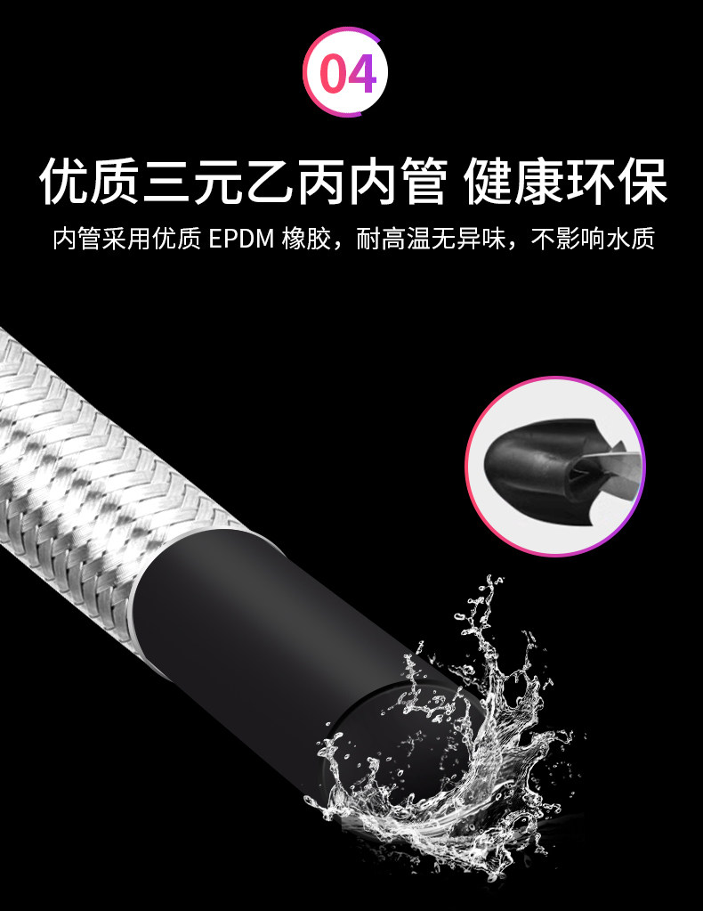 304 stainless steel braided hose, high-pressure explosion-proof water pipe, cold and hot 4-minute water inlet, water heater, toilet metal connection pipe undefined