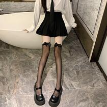 Sexy black thin lace stockings for women summer 2022 new socks long beautiful leg socks bow pantyhose