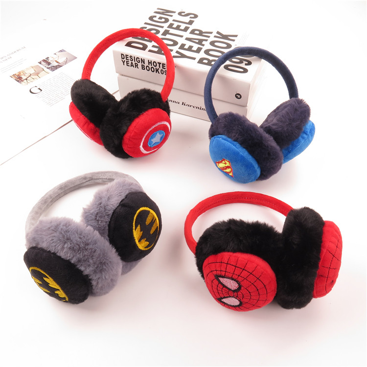 Children's ear cover Winter cute cartoon Superman Spiderman Plush Warm Ear Bag Student Ear Cover Boy Ear Cover
