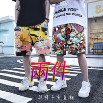 Beach seaside vacation sports quick-drying mens hot spring large size summer five-point casual pants loose personality elastic shorts