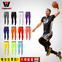 Thin bottom perspiration quick-drying sunscreen sports fitness basketball football mens tight protective tackle nine-point trousers