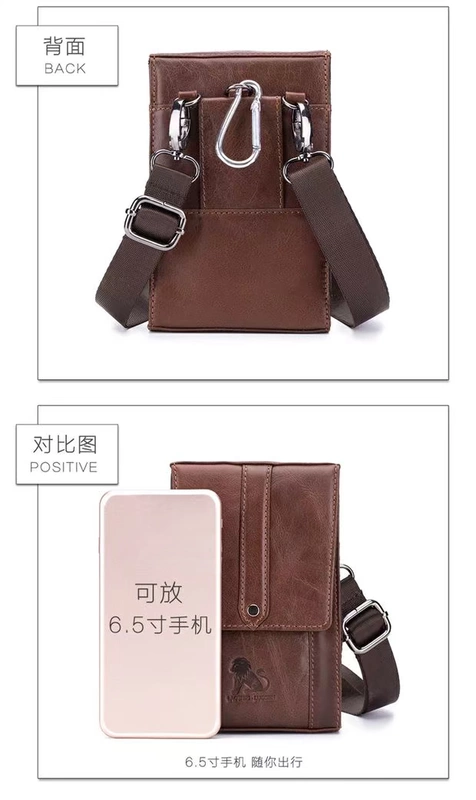 Old Lion leather nam crossbody túi da đa chức năng 6-7 inch túi điện thoại di động túi dọc