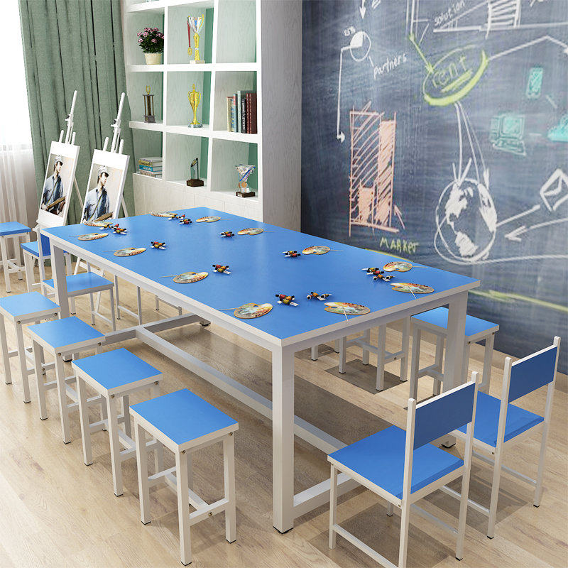 Elementary School Students Kindergarten Color Class Table And Chairs Training Desk Coaching Class Manual Fine Art Painting Painting Desk Painting Room Study Table