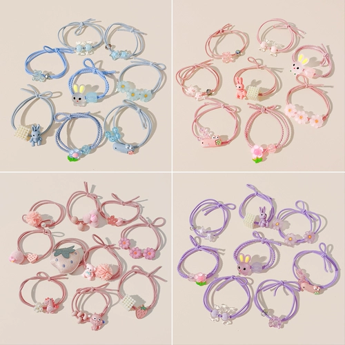 Двухэтажный детский милый хвостик, детская эластичная резинка для волос, в цветочек