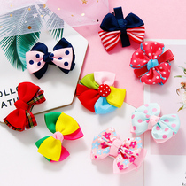 Childrens hair clip baby Korean cute flower headdress Hair accessories bangs clip Girls bow hair card net red side