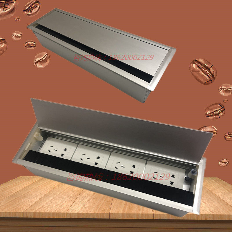 Flap with hairbrush multifunction Desktop Decorative Wire Box Hide Embedded Conference Office Special Information Panel