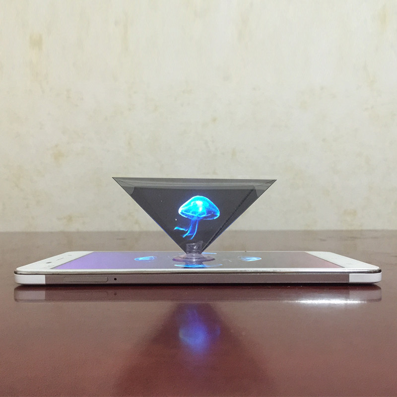 Intelligent Mobile Phone Holographic Projection Virtual Solid 3D Pyramid Imaging Creative Advertising Display of Puzzle Work Toys