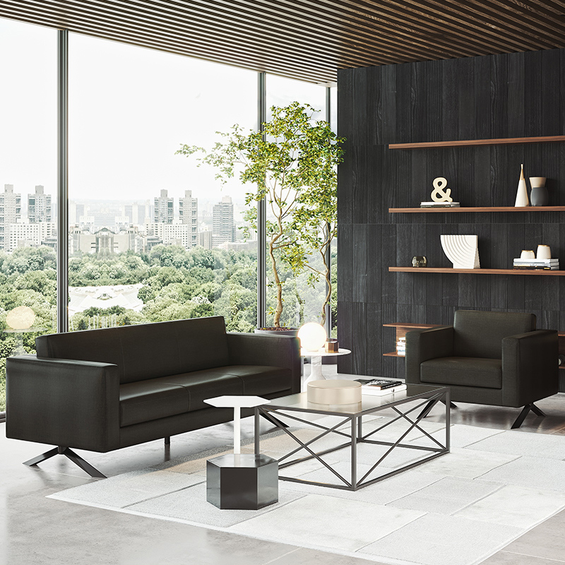 Office Sofa Brief Modern Reception Trio Place Sofa Office Sofa Tea Table Combo Guest Area Leather Sofas