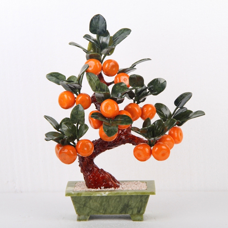 Natural jade bonsai 12 Tangerine Trees Jade Ware Potted Room Swing home Accessories Craft Gifts Swing Accessories Creative Gifts