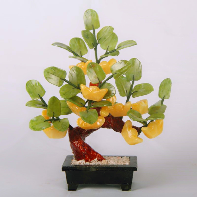 12 Yuan Baoshu shakes money tree Merchants Property Fortune Tree Natural Jade TV Cabinet Wine Cabinet Home Residence Ornament Bonsai Pendulum