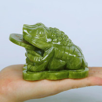 Pure Jade Golden Toad Property with Jade Sculpture Three Feet Toad Trifoot Golden Cicada Shop Opening Office Gift Wangcai