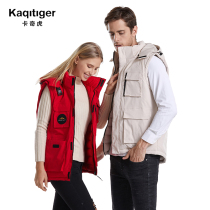 Card Qihoo autumn and winter double-sided padded down cotton vest men and women size sports casual vest waistcoat coat