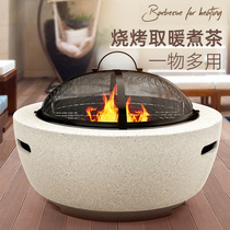 Charcoal grill household stove sub-fire charcoal stove round outdoor charcoal brazier Villa small mini thickened