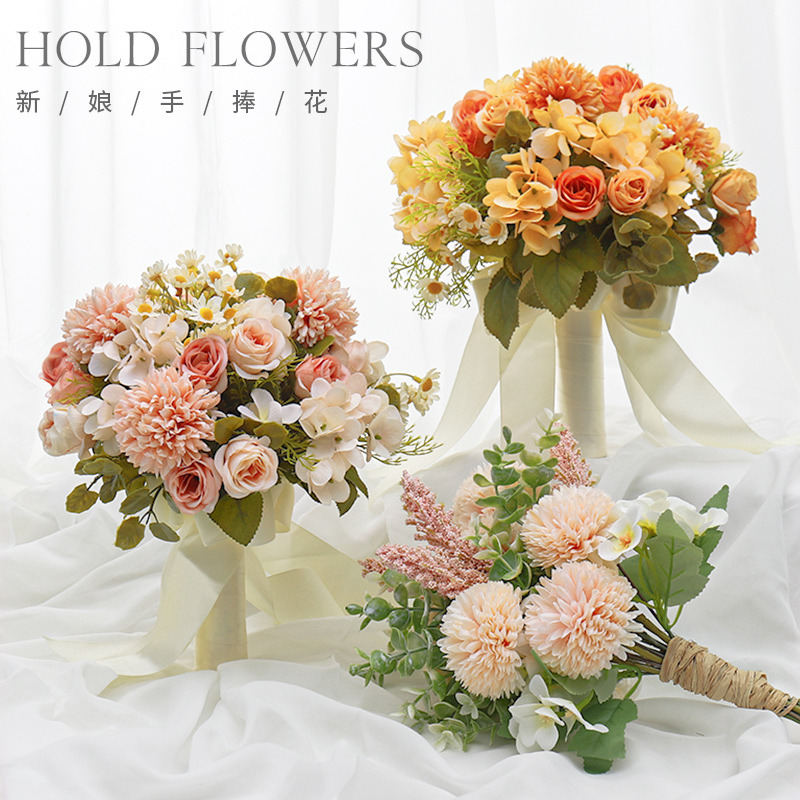 Hand with flower bride marriage pick marriage festival flower flower ball Korean high-end rose bouquet bouquet