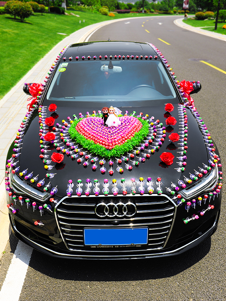 Main wedding car decoration Lollipop Wedding supplies set Creative float Suction cup type fleet tie head flower set