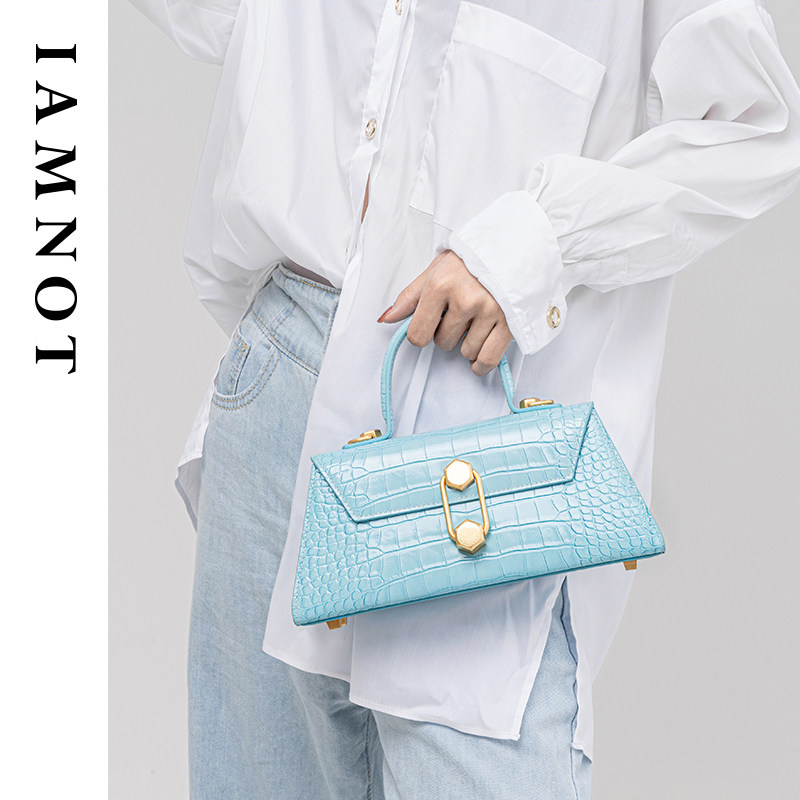 IAMNOT original niche design handbag bag women's new leather crocodile pattern shoulder slung women's bag advanced feeling