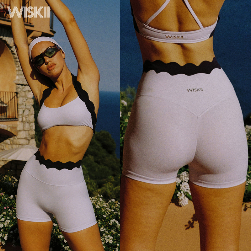 Wiskii Women's High-Waisted Butt-Lifting Workout Shorts with Contrasting Lace Trim, Yoga Compression Shorts, Outdoor Tennis Shorts