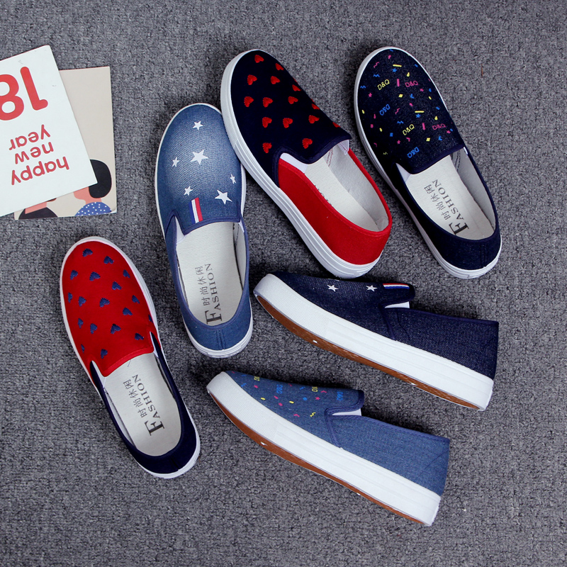 Han Editions Spring Summer Sloth a foot pedal Canvas Single Shoes Old Beijing Cloth Shoes Breathable Non-slip Casual Shoes Women Shoes