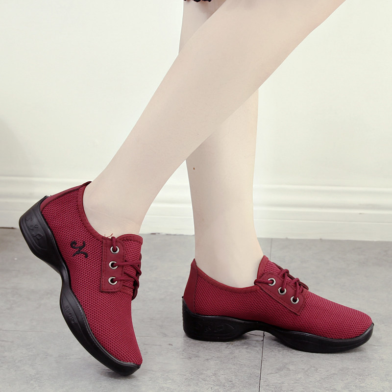Square dance shoes modern women's dance shoes fitness aerobics shoes old Beijing cloth shoes women's shoes thick-soled heightened dance shoes