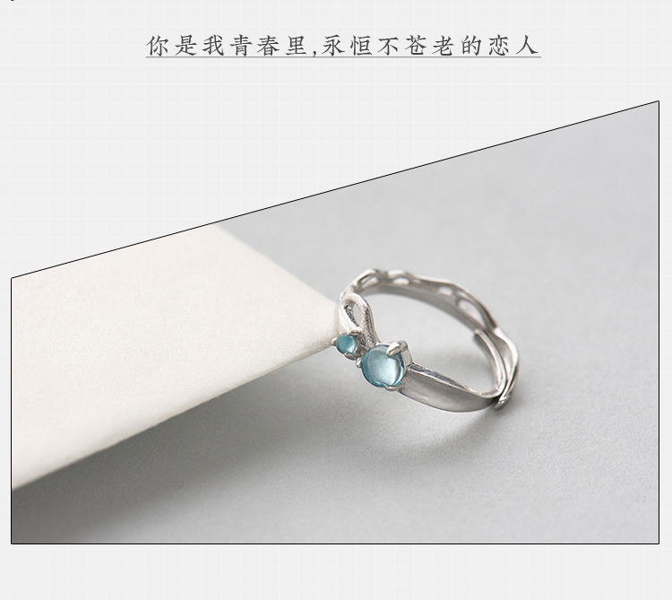 Nụ hoa thiết kế ban đầu của cặp đôi biển và bong bóng một cặp nhẫn bằng bạc Nhật Bản và Hàn Quốc nhẫn kim tiền pnj