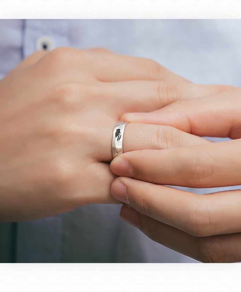 Nụ hoa thiết kế ban đầu bánh xe đôi mặt trời một cặp nhẫn nữ bạc sterling Nhật Bản và Hàn Quốc đơn giản quà tặng ngày Valentine cho nam giới nhẫn vàng tây