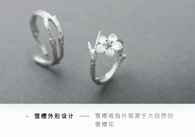 Nụ hoa thiết kế ban đầu tuyết anh đào vài vòng một cặp sterling bạc đơn giản Nhật Bản và Hàn Quốc hipster sinh viên mở vòng nhẫn kim cương pnj