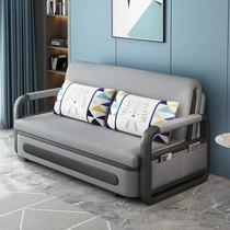 Solid wood sofa bed dual-purpose foldable living room small apartment type double 1.5 meters 1.8m multi-functional storage pull-out type