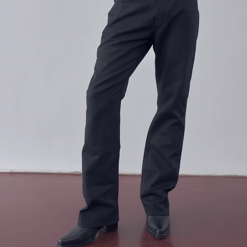Retro21 R21 Classic Versatile Black Handmade Fully Waxed Micro-Flared Jeans