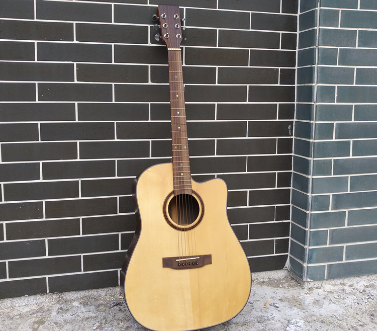 Second-hand veneer guitar 41-inch spruce veneer rosewood veneer missing corner folk guitar unmarked veneer net red piano