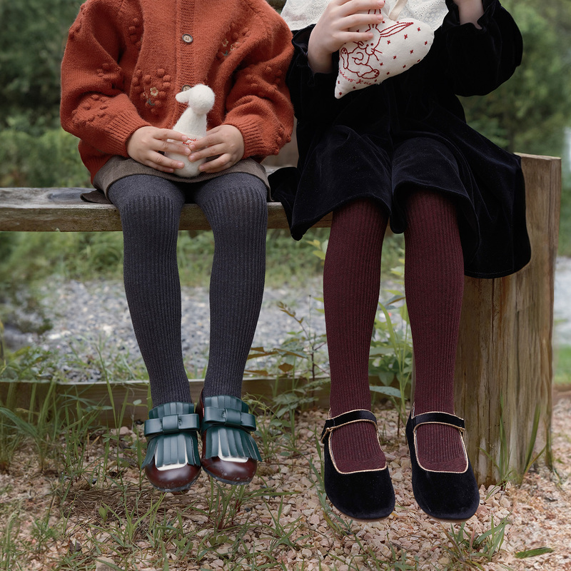 Children's Pantyhose Girls' Angora Red Leggings Burgundy One-Piece Socks Baby Retro Red Leggings Socks
