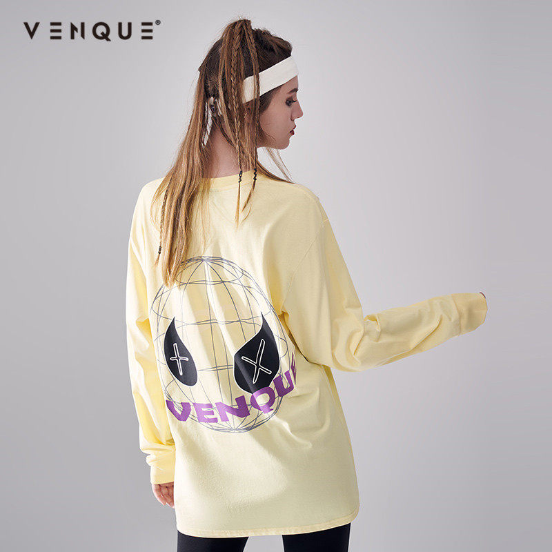 venque Vanke Spring - Autumn Sleeve T - shirts in tide niche design thin lazy and loose