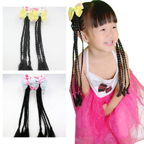 Spring and summer childrens headdress jewelry Original vintage wig Multiple pigtails Bow hairpin single ponytail pair