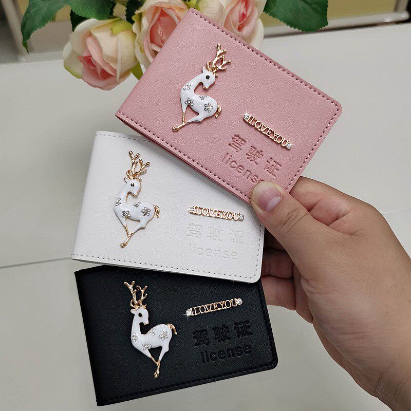 New driver's license leather case female motor vehicle driver's license lady diamond-encrusted crystal driver's license this ultra-thin card package ID clip